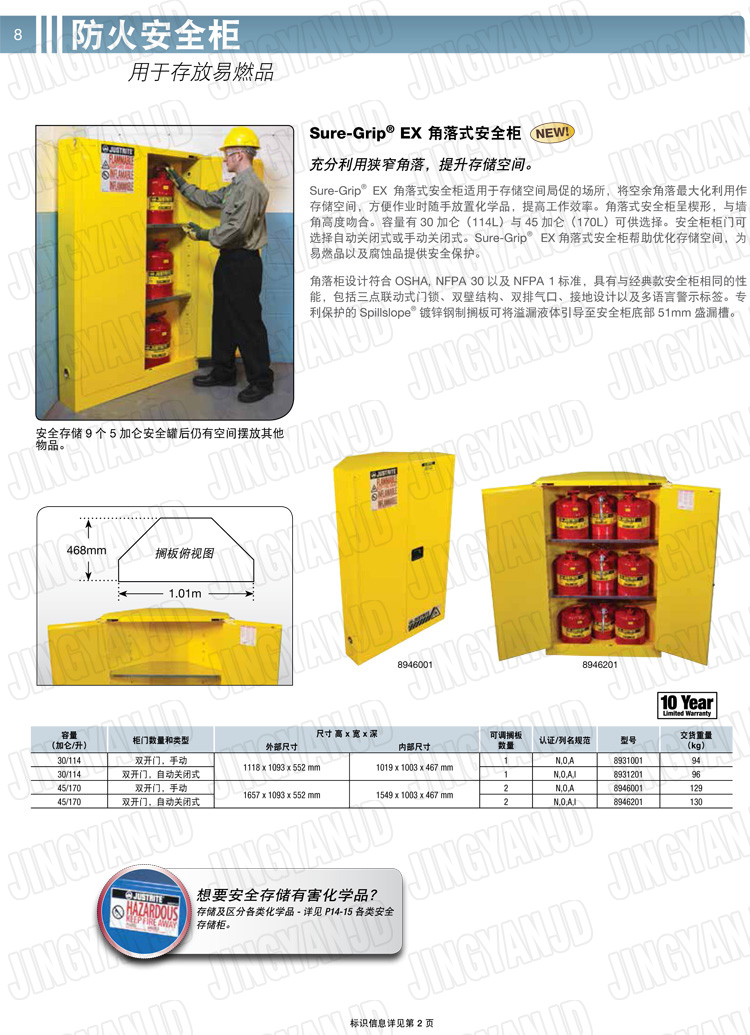 美國杰斯瑞特，防火安全柜，justrite防火柜，justrite安全柜，防爆柜justrite,8930201,1F1995